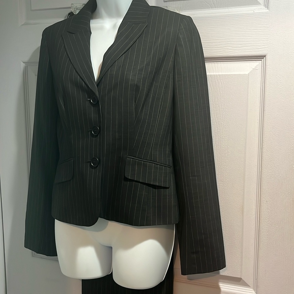 Ann Taylor grey, white pinstripe pants Size 2 jacket/size 8 pants, sold together